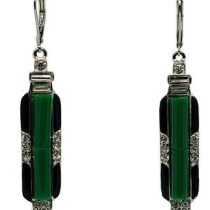 Art deco green crystals KJL Kenneth Jay Lane earr